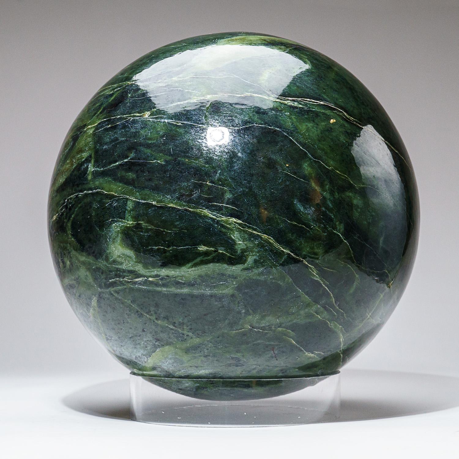 Énorme sphère de jade néphrite véritable polie du Pakistan, '65 Lbs'. Neuf - En vente à New York, NY