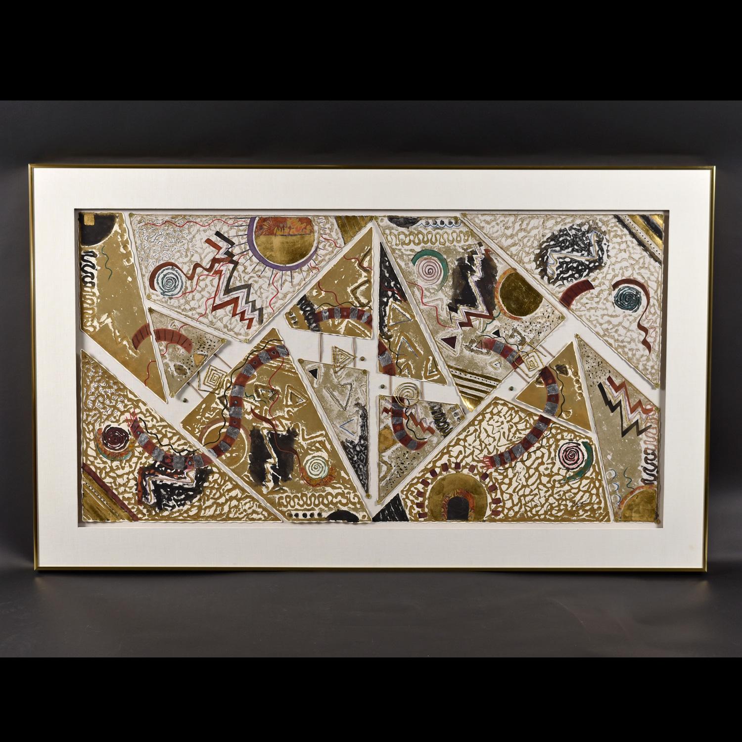 Huge George Caso for CHRISHAWN Gold White and Black Memphis Style Painting im Angebot 7