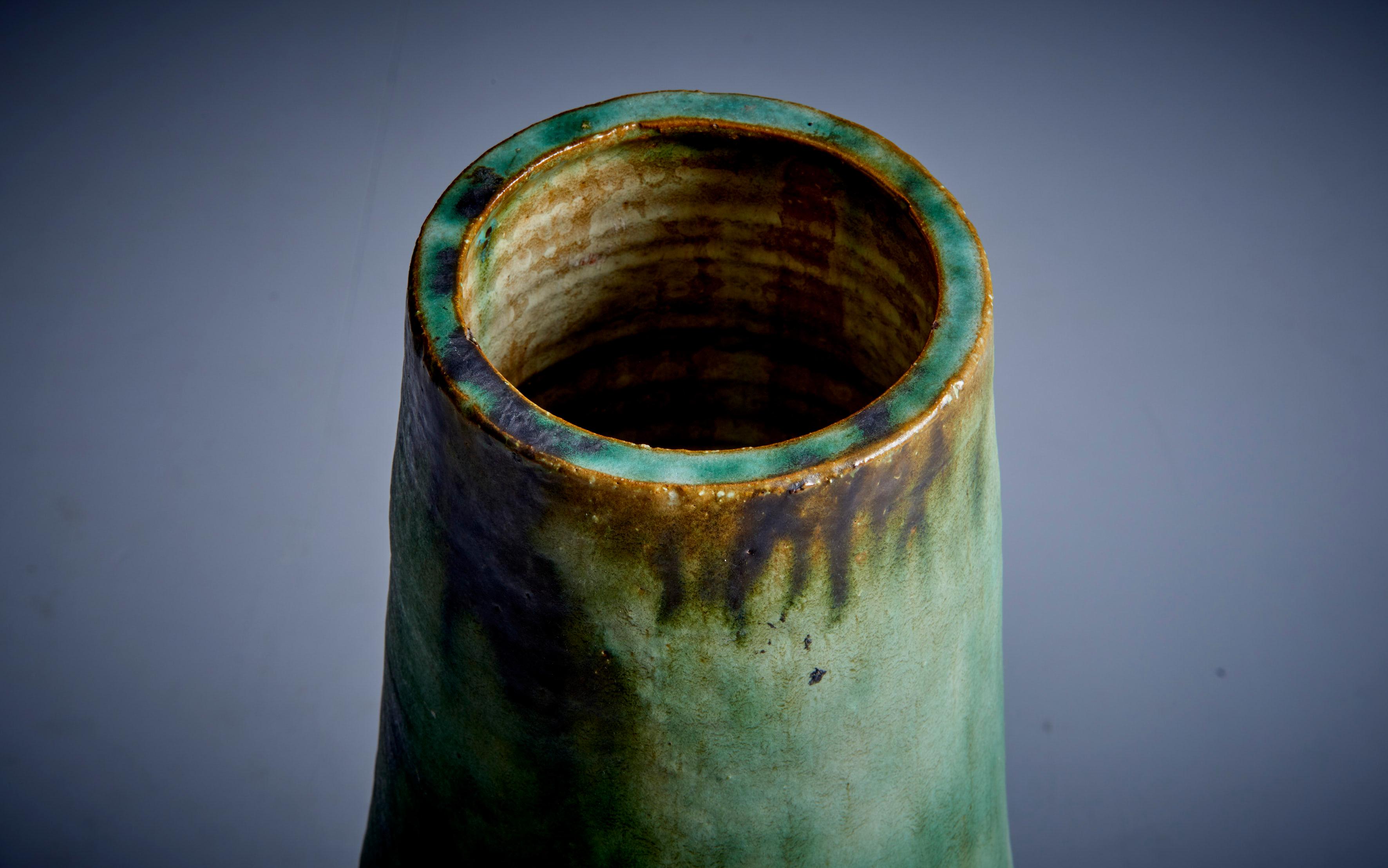 Rare and one of a kind Gerhard Liebenthron floor vase with an exquisite glaze and no chips.

