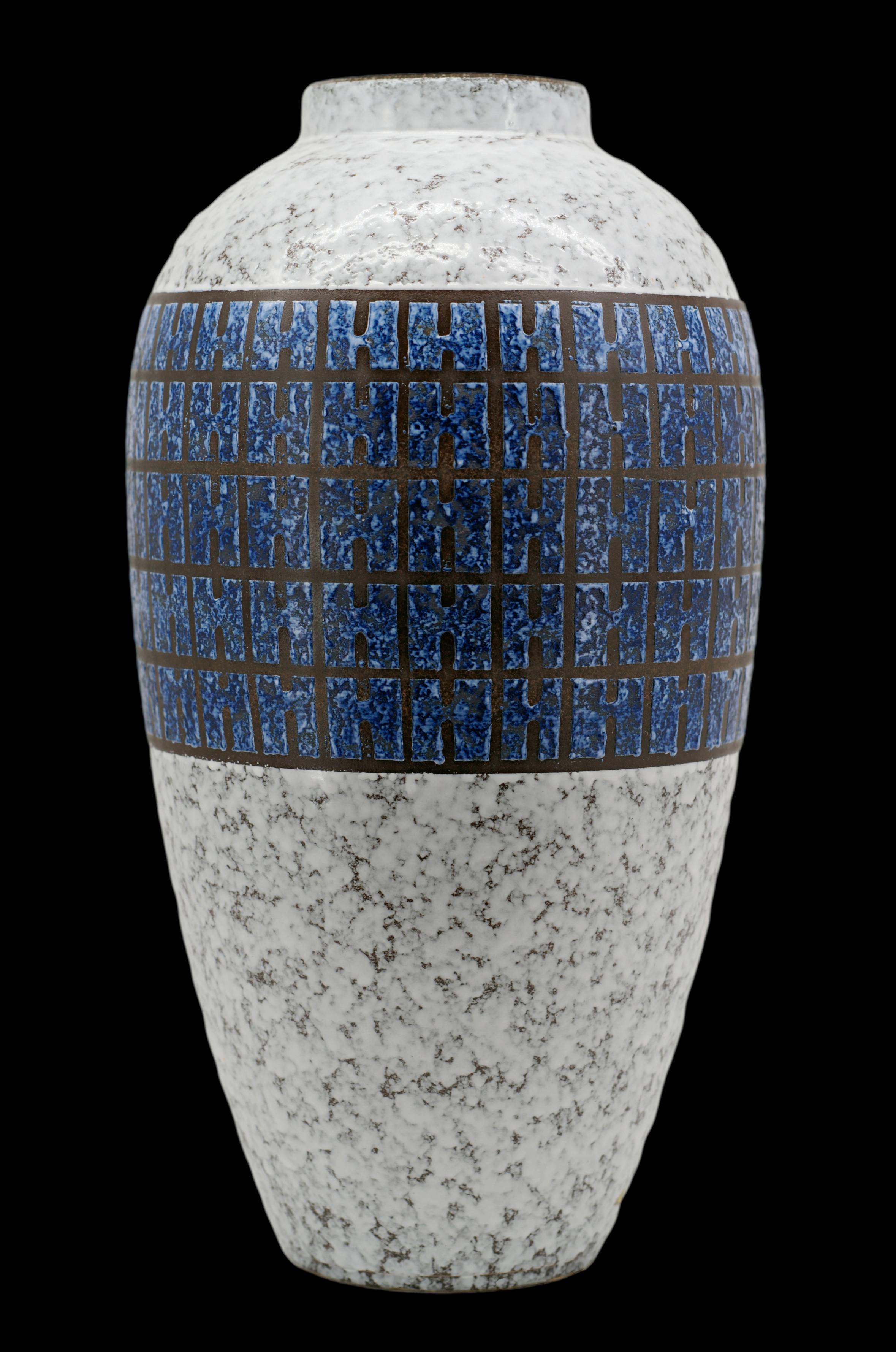 Huge German Mid-century ceramic vase, Germany, 1970s. Can be used as a lamp base; What a stuninng lamp it could be... Measures: Height: 53cm - 21 in. , Diameter : 28cm - 11 in. Marked 