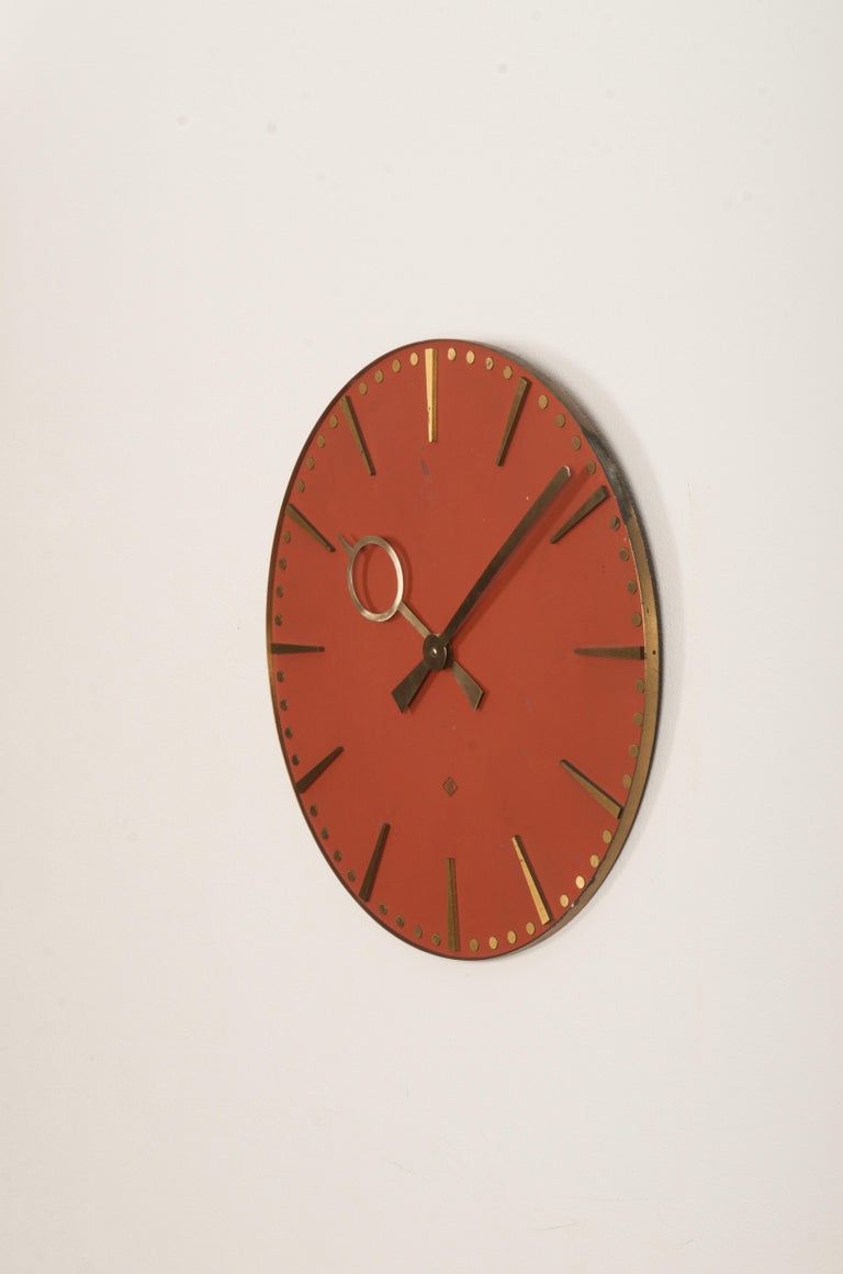 Huge German TN Telenorma Brass Wall Clock In Fair Condition For Sale In Vienna, AT