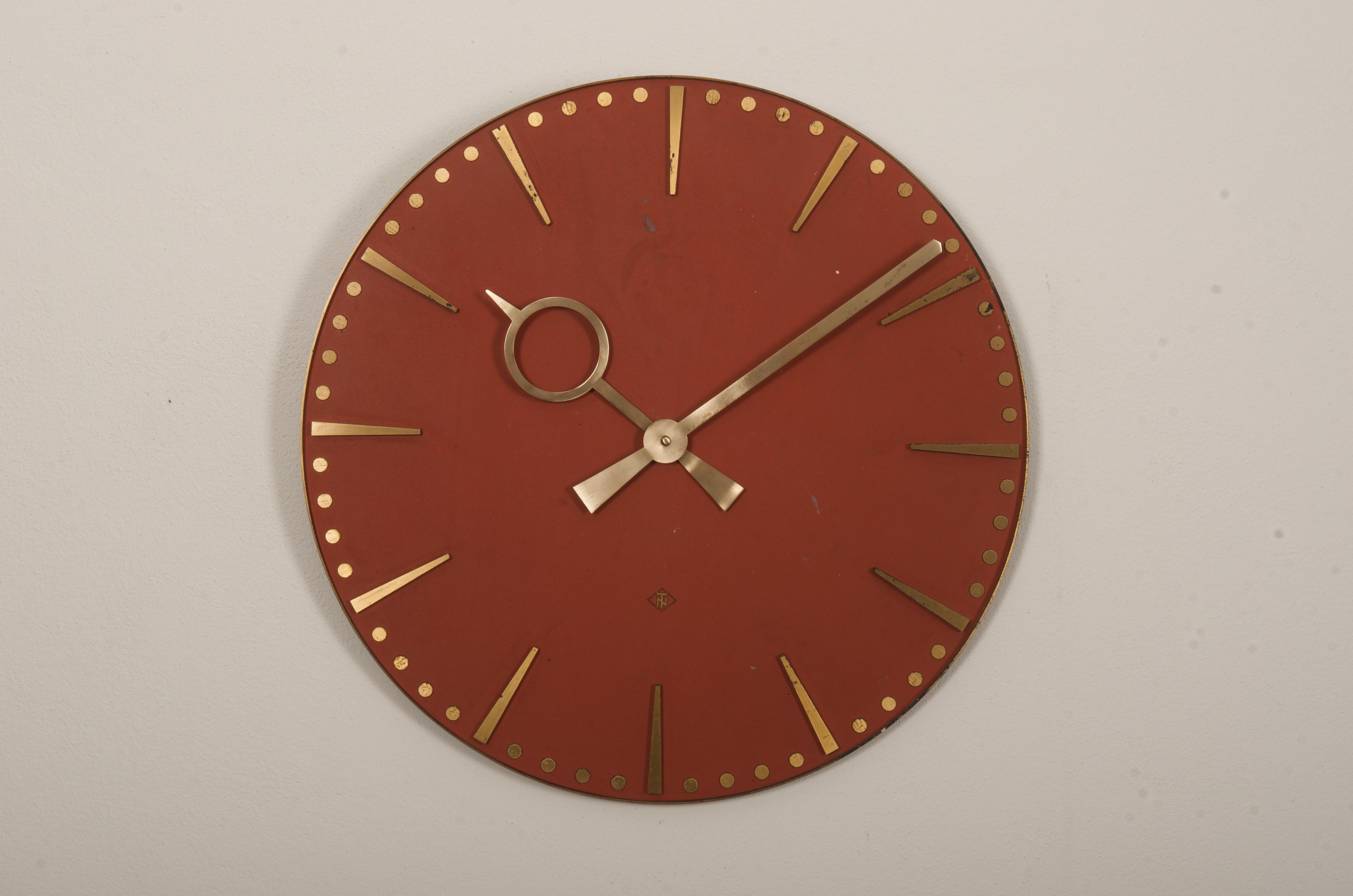 Huge German TN Telenorma Brass Wall Clock For Sale 2