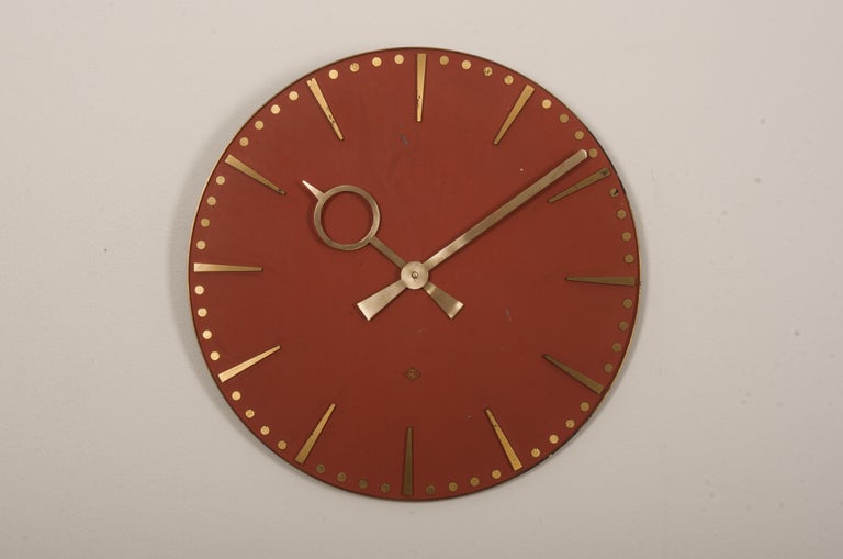 Huge German TN Telenorma Brass Wall Clock For Sale 2