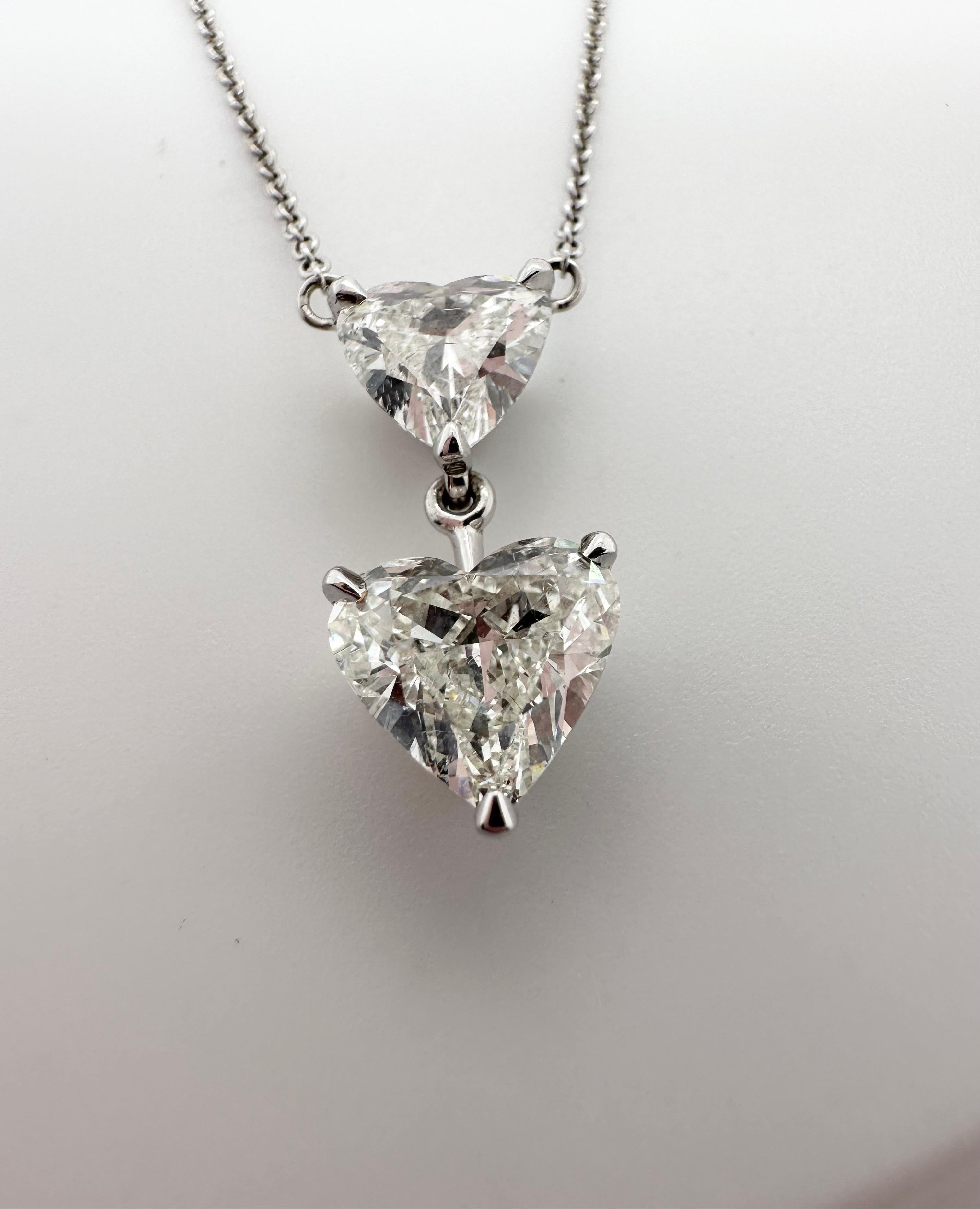 HUGE GIA heart diamond necklace 18KT white gold For Sale 7