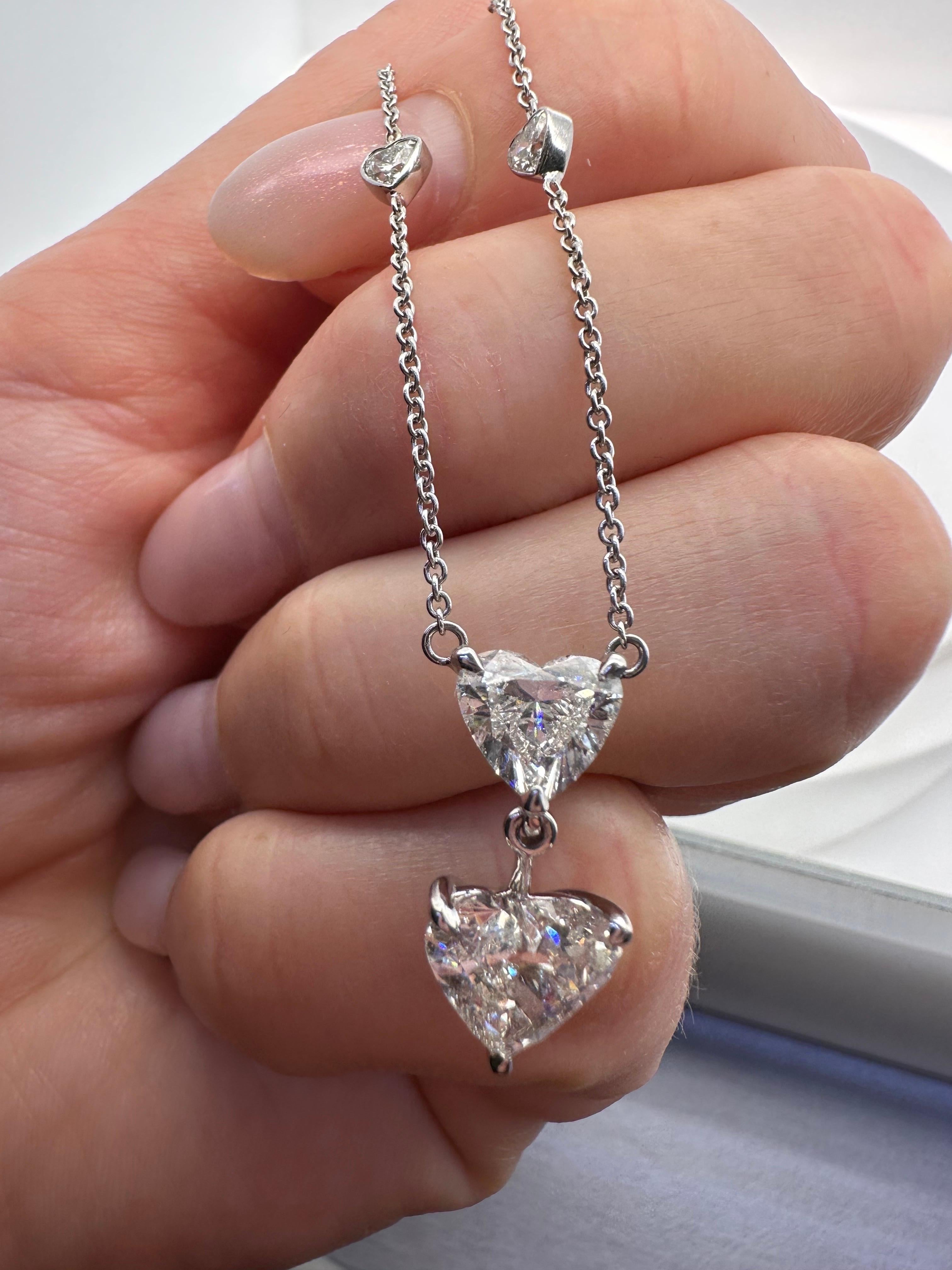 Heart Cut HUGE GIA heart diamond necklace 18KT white gold For Sale