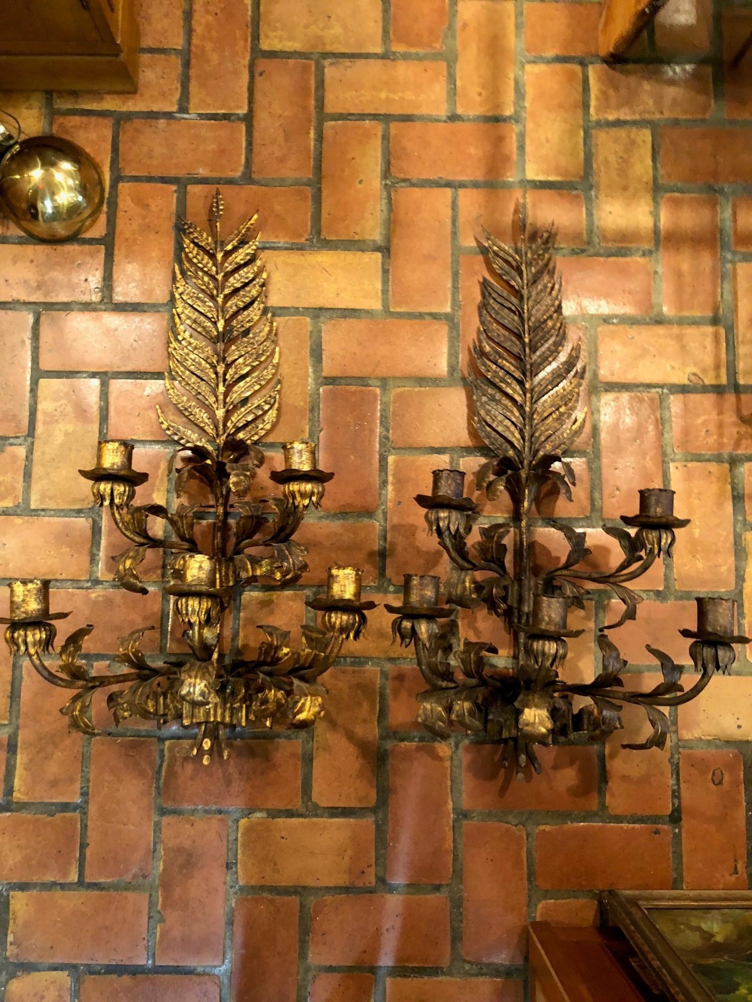Huge Gilded Iron Wall Sconce 3