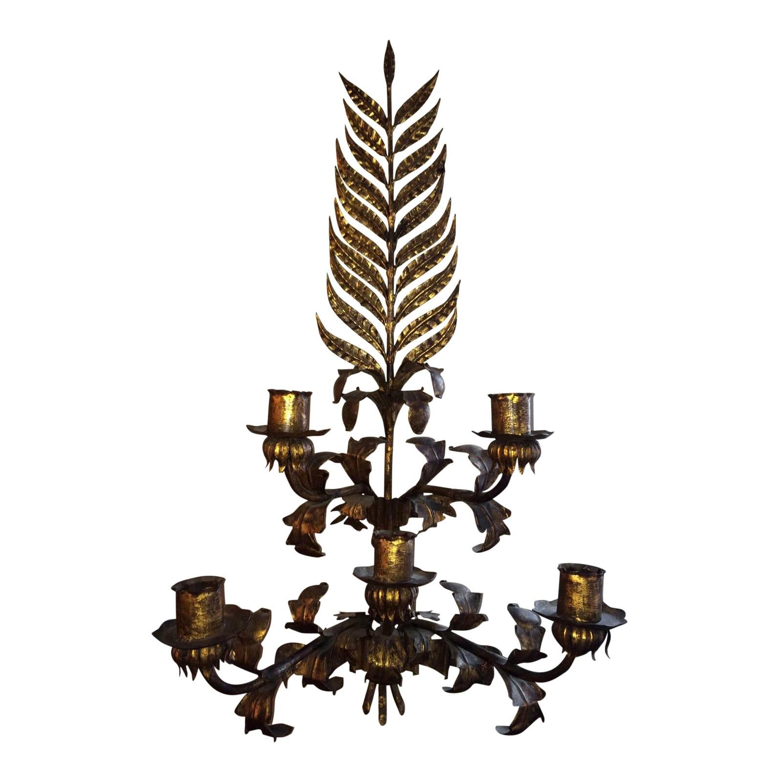 Huge Gilded Iron Wall Sconce