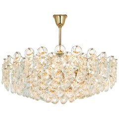 Vintage Huge Gilt Brass and Crystal Chandelier, Sciolari Design by Palwa, Germany, 1970s