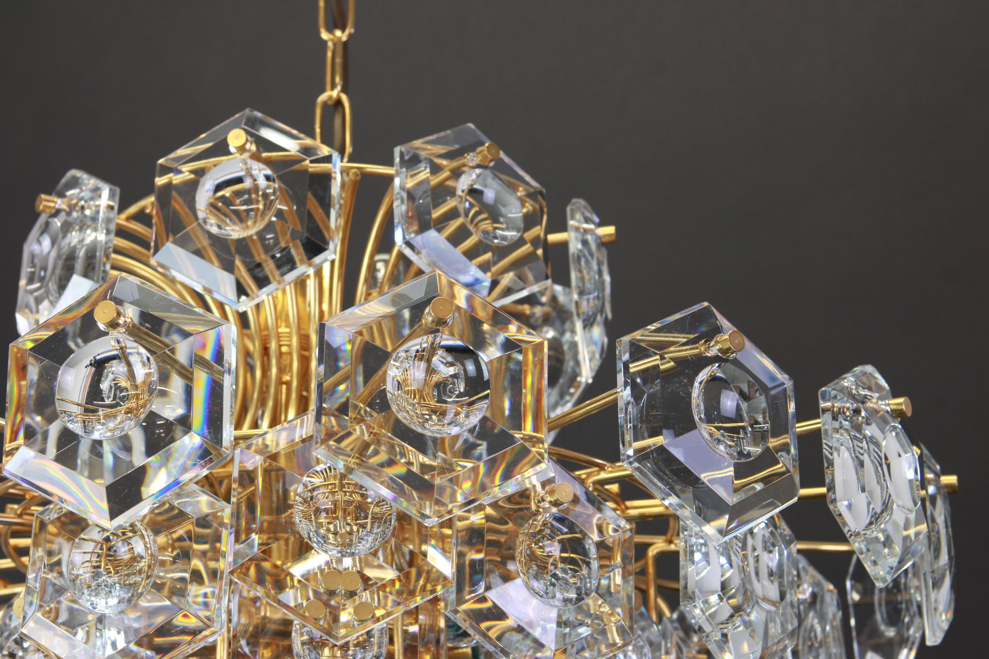 Huge Gilt Brass and Crystal Glass Chandelier by Kinkeldey, Germany, 1960s 1