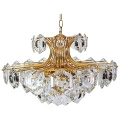 Huge Gilt Brass and Crystal Glass Chandelier by Kinkeldey, Germany, 1960s