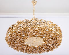 Énorme lustre en laiton doré et verre incrusté de cristal par Palwa, Allemagne, années 1970