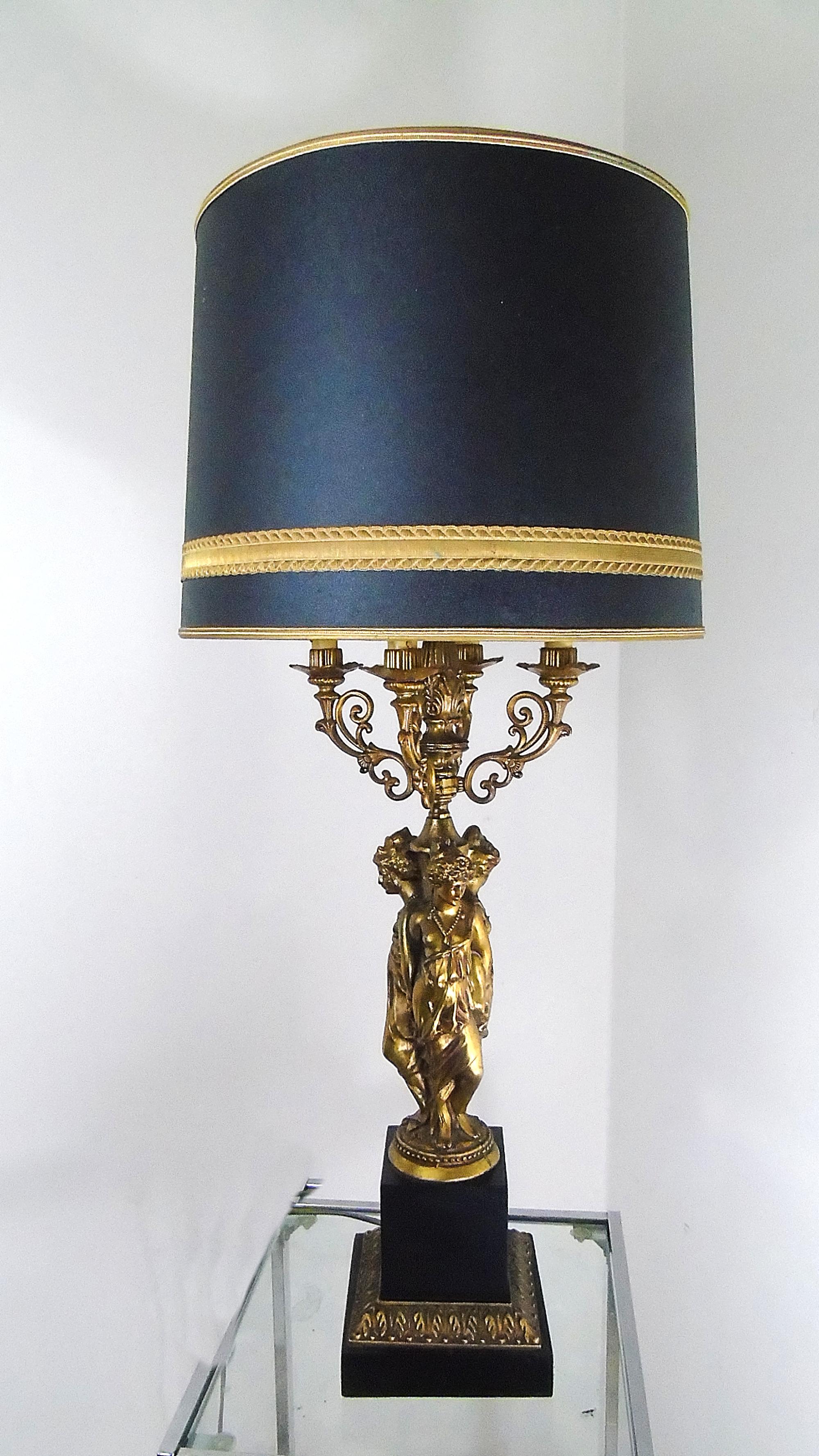 Belgian Huge Gilt Metal Empire Style Table Lamps, set of two 1960s