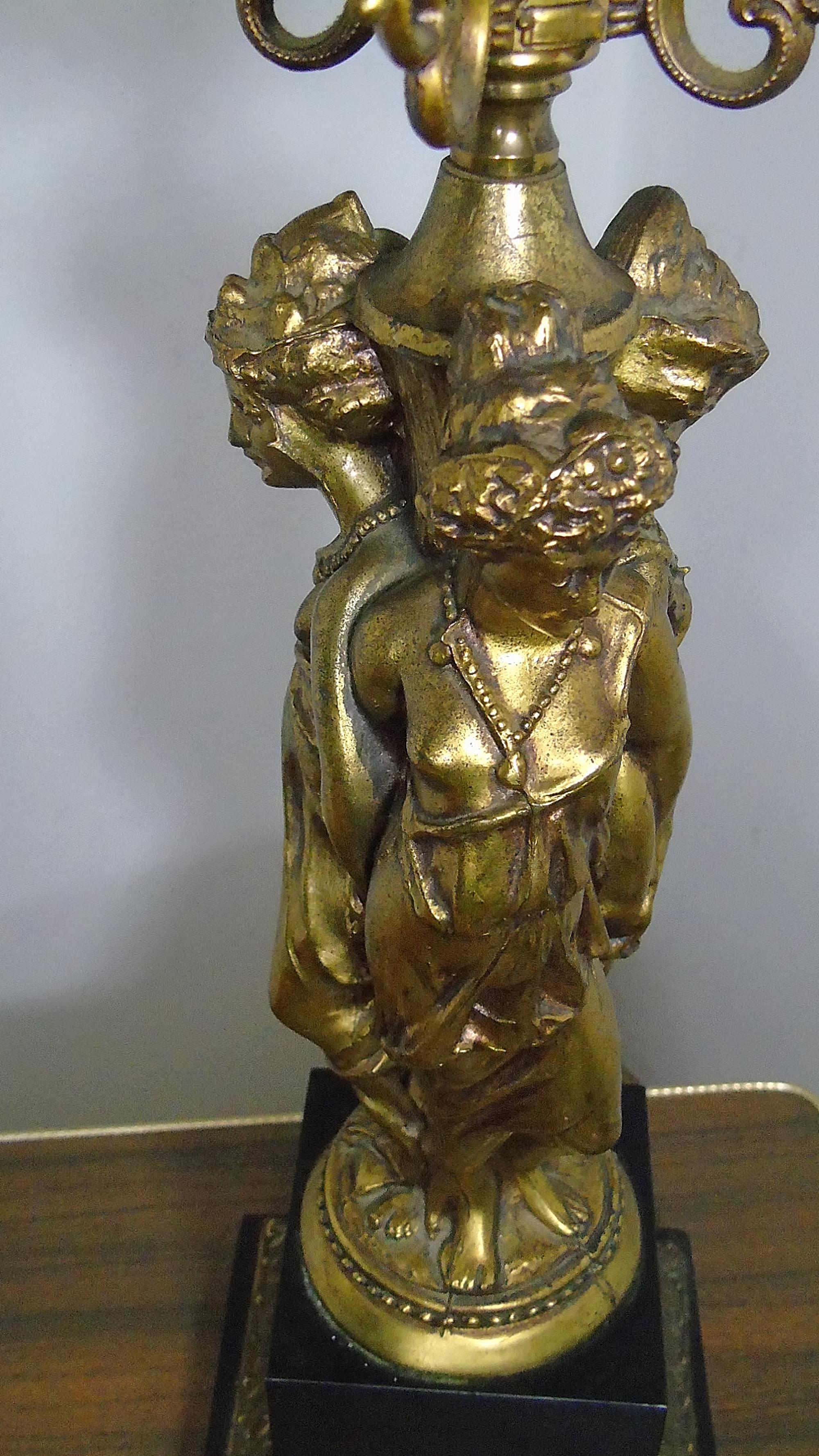 Huge Gilt Metal Empire Style Table Lamps, set of two 1960s (Vergoldet)