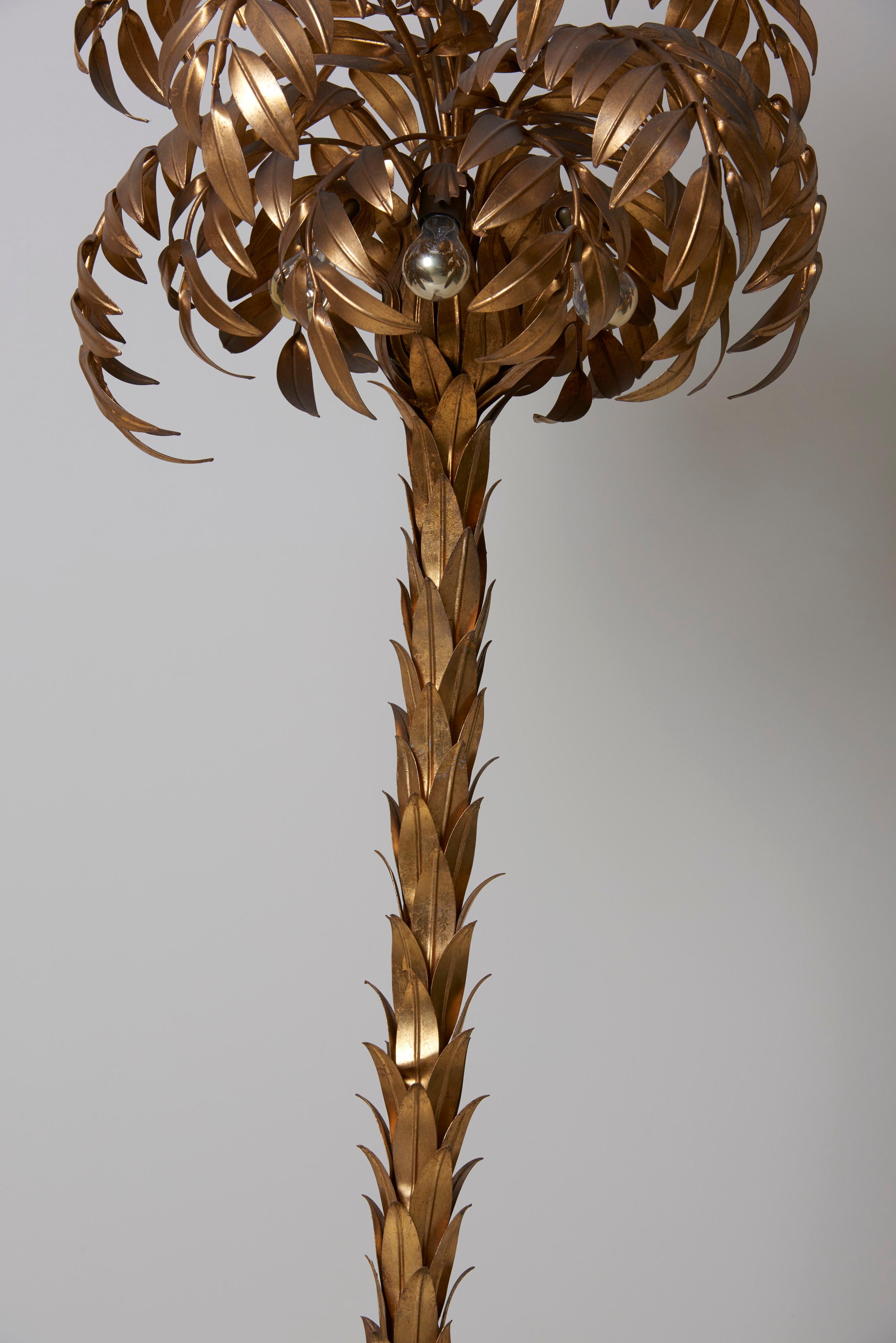 Hollywood Regency Huge Gilt Metal Palm Tree Floor Lamp by Hans Kögl