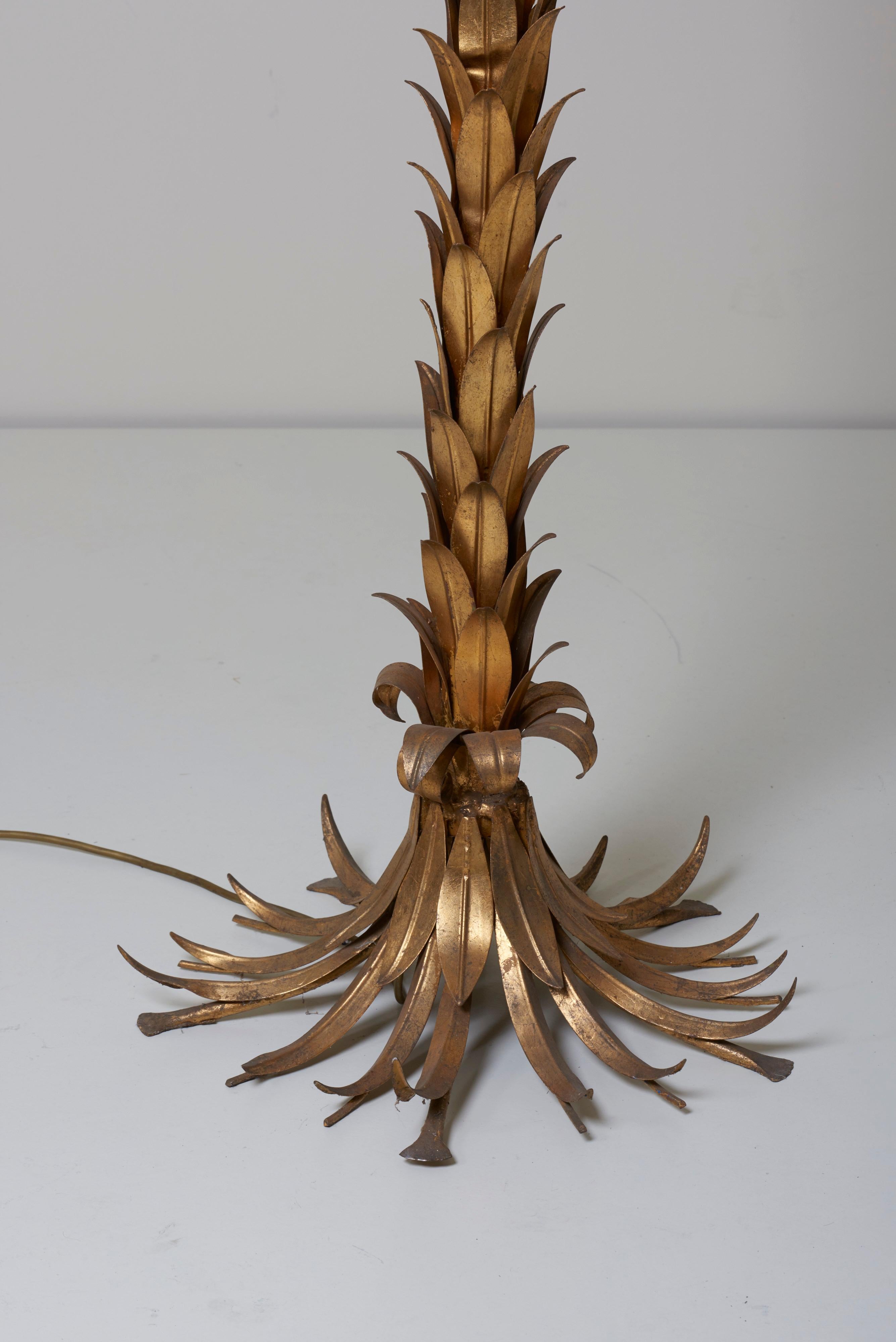 German Huge Gilt Metal Palm Tree Floor Lamp by Hans Kögl