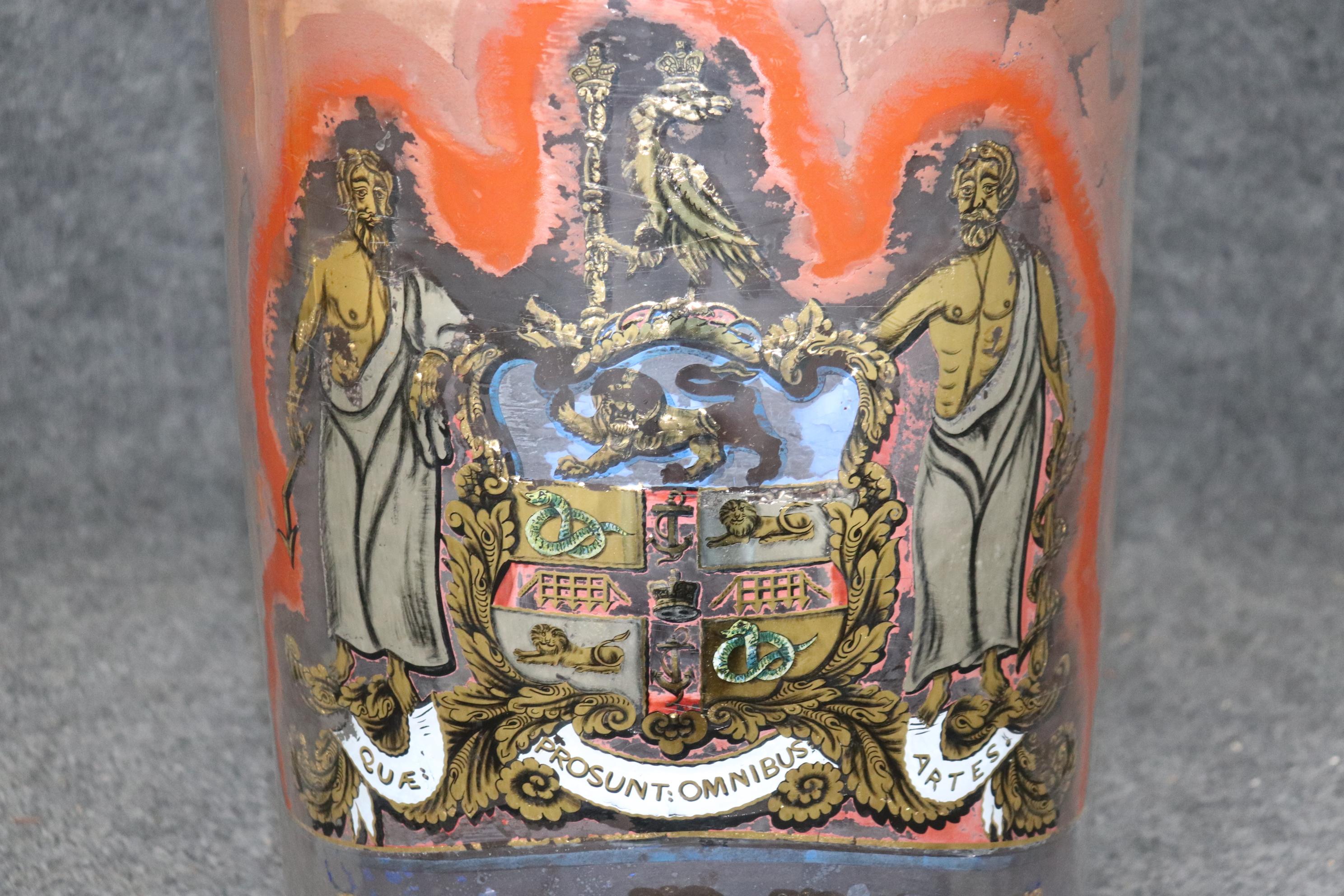 Huge Glass Rare Eglomise Paint Decorated Advertising Opium Jar from 1870s Era 4