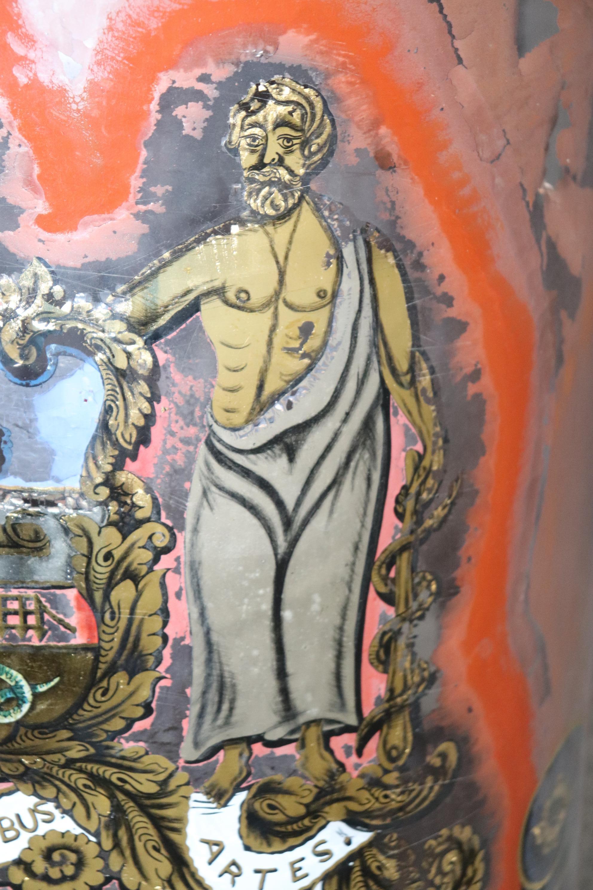 Huge Glass Rare Eglomise Paint Decorated Advertising Opium Jar from 1870s Era 6