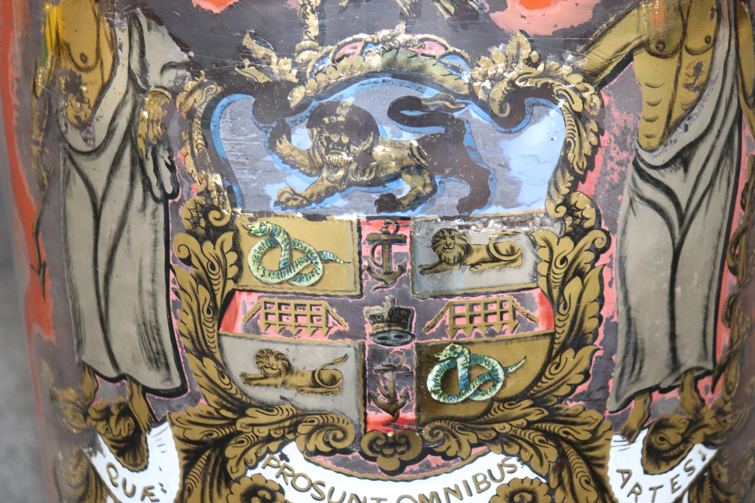 British Colonial Huge Glass Rare Eglomise Paint Decorated Advertising Opium Jar from 1870s Era