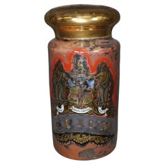 Huge Glass Rare Eglomise Paint Decorated Advertising Opium Jar from 1870s Era