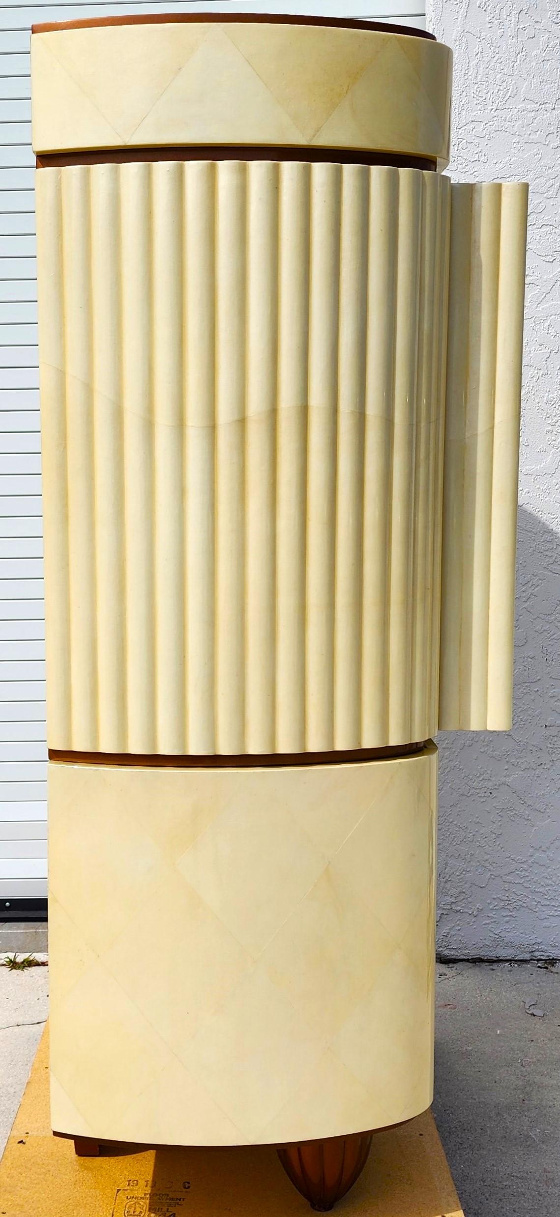 Art Deco Goatskin Dry Bar Cabinet Custom Made by Jimeco Itda For Sale
