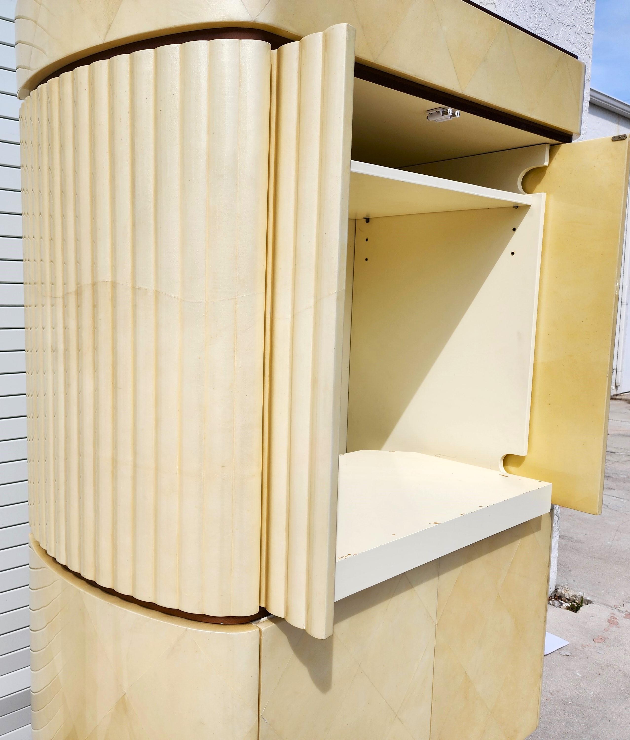 Goatskin Dry Bar Cabinet Custom Made by Jimeco Itda In Good Condition For Sale In Lake Worth, FL