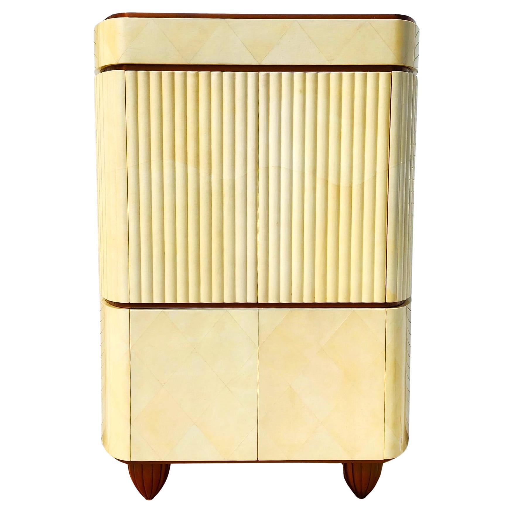 Goatskin Dry Bar Cabinet Custom Made by Jimeco Itda For Sale