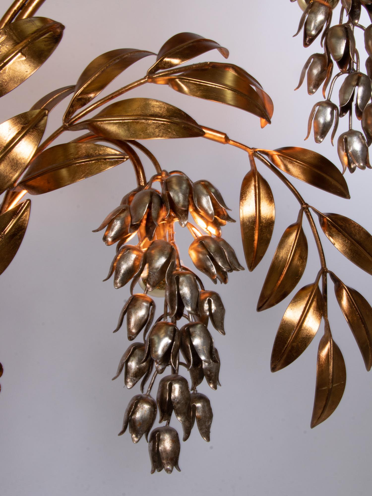 Metal Huge Gold Plated Wall Light 'Pioggia d'Oro' by Hans Kögl, 1970