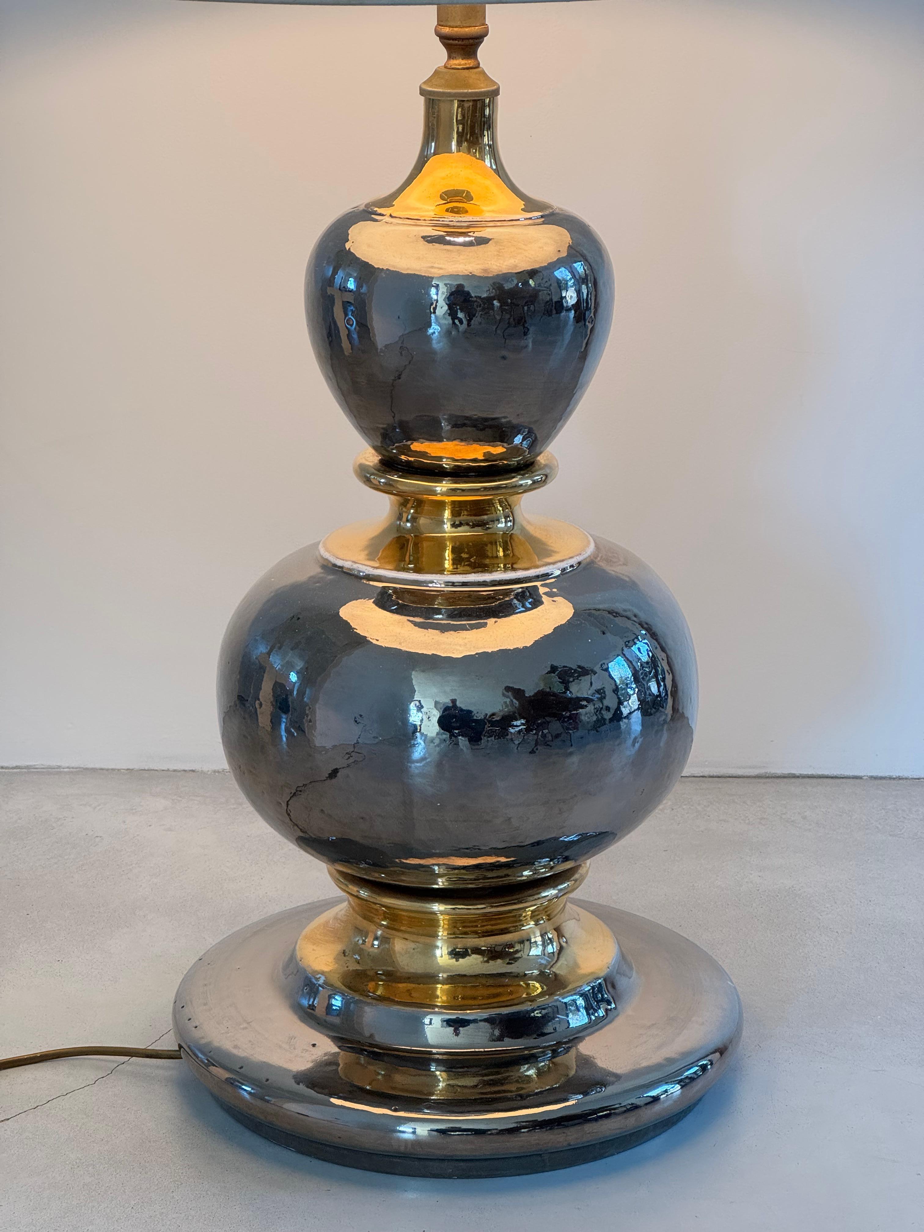 Énorme lampe en céramique en forme de rosaire en or et argent attribuée à Zaccagnini Italie circa 1970 en vente 3