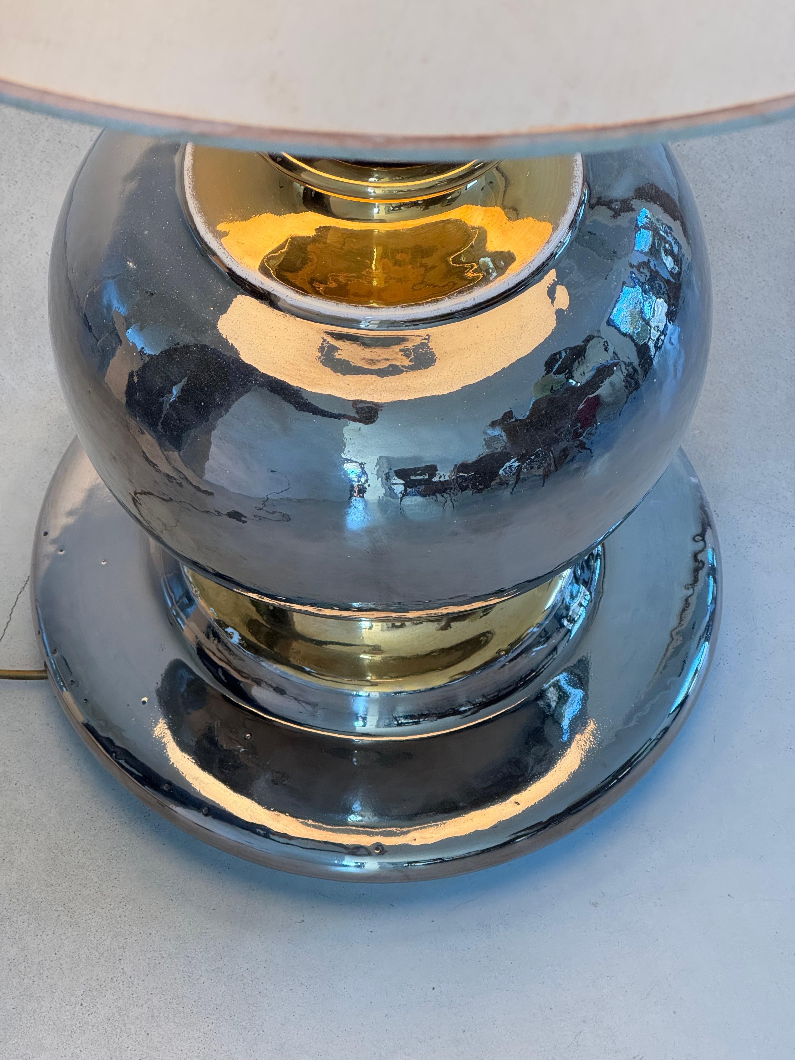 Énorme lampe en céramique en forme de rosaire en or et argent attribuée à Zaccagnini Italie circa 1970 en vente 5