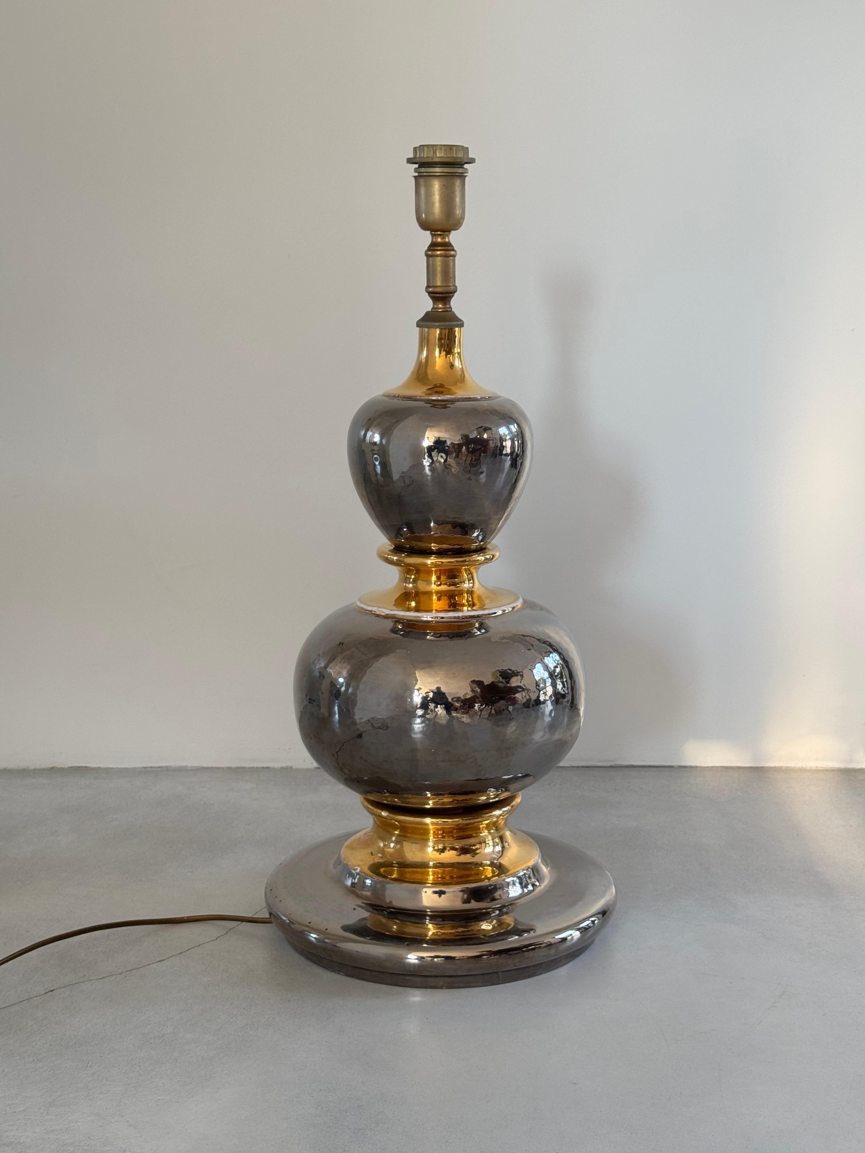 Néo-classique Énorme lampe en céramique en forme de rosaire en or et argent attribuée à Zaccagnini Italie circa 1970 en vente