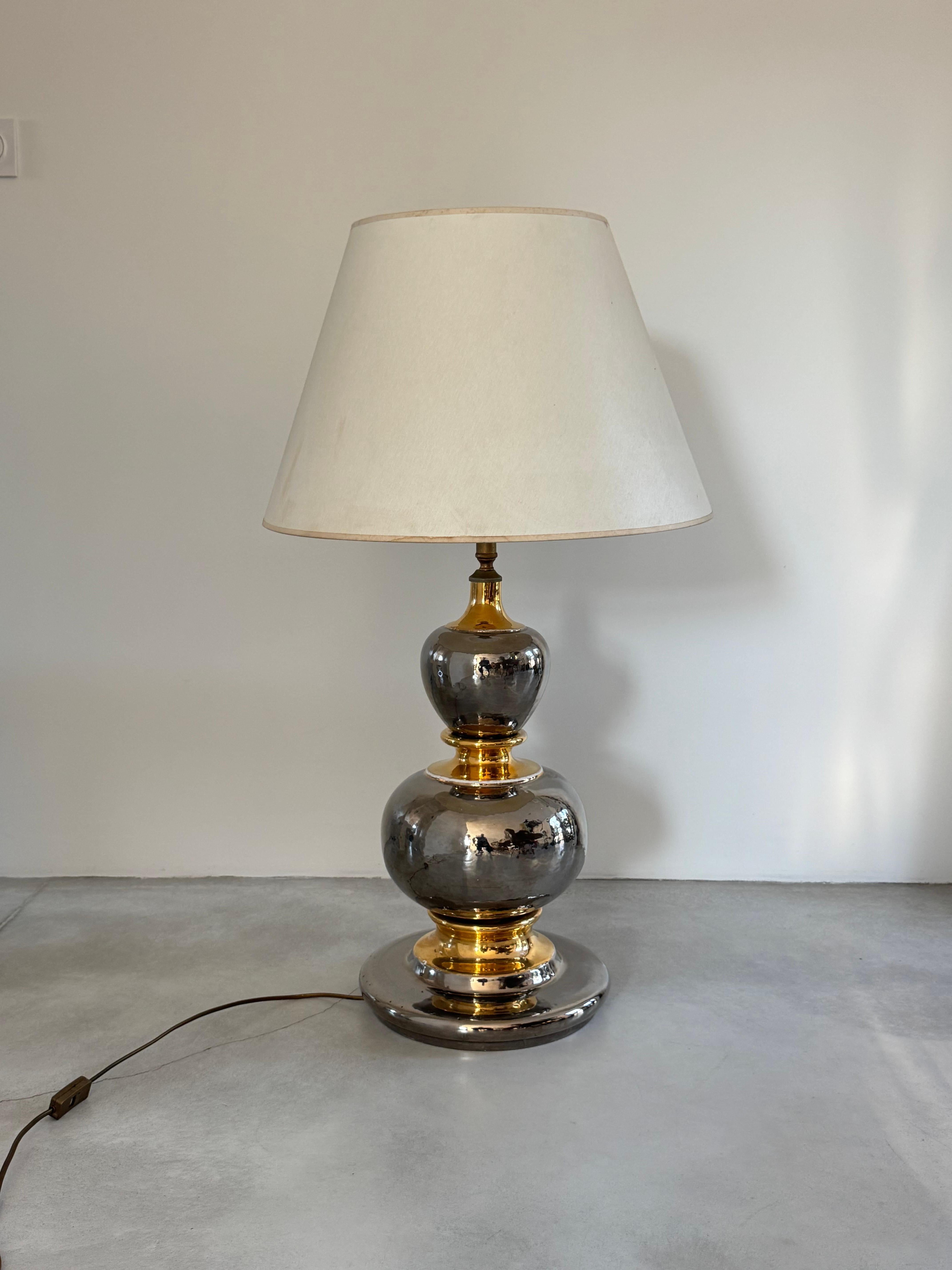 Énorme lampe en céramique en forme de rosaire en or et argent attribuée à Zaccagnini Italie circa 1970 en vente 1