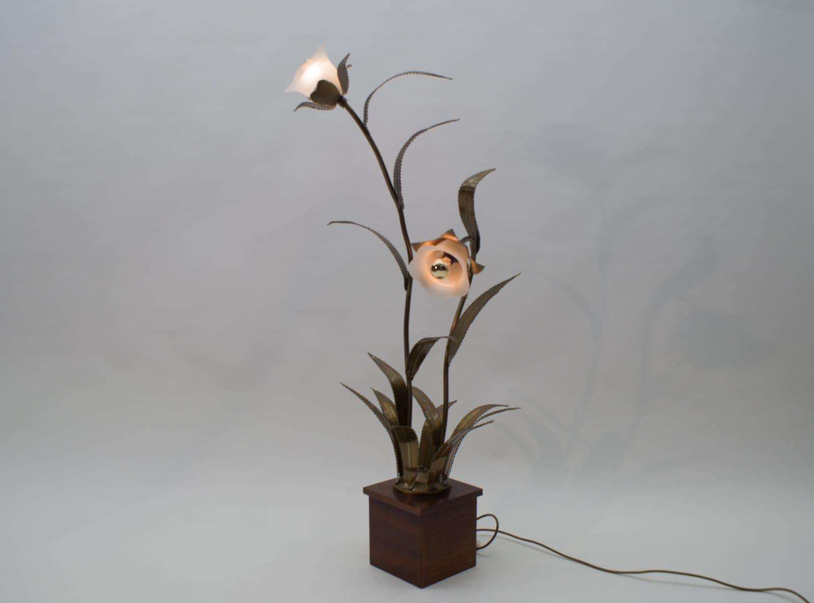 French Huge Golden Flower Floor Lamp Attributed to Maison Jansen, France 1960s