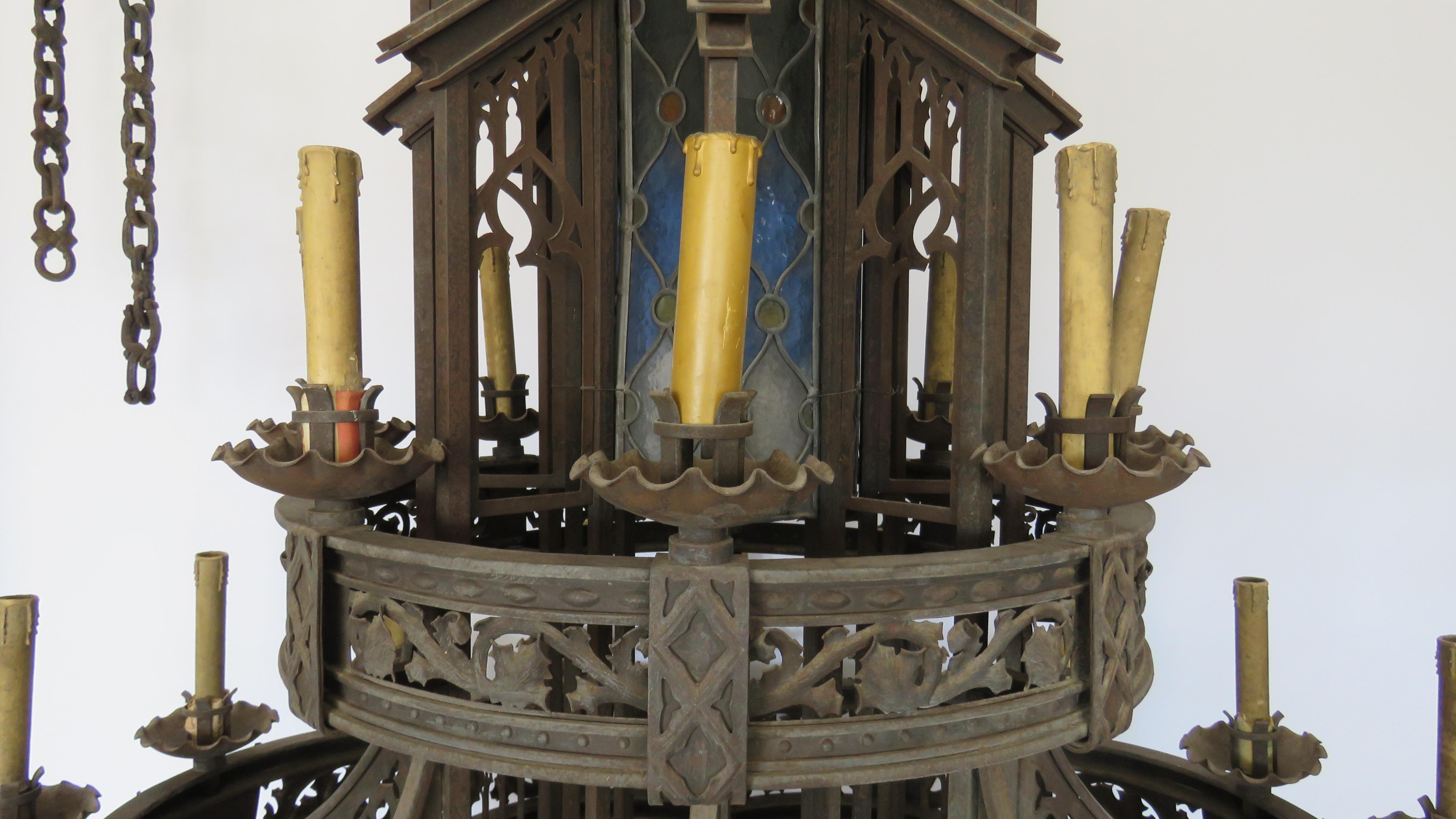 Huge Gothic Iron Chandelier For Sale 2