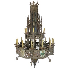 Antique Huge Gothic Iron Chandelier
