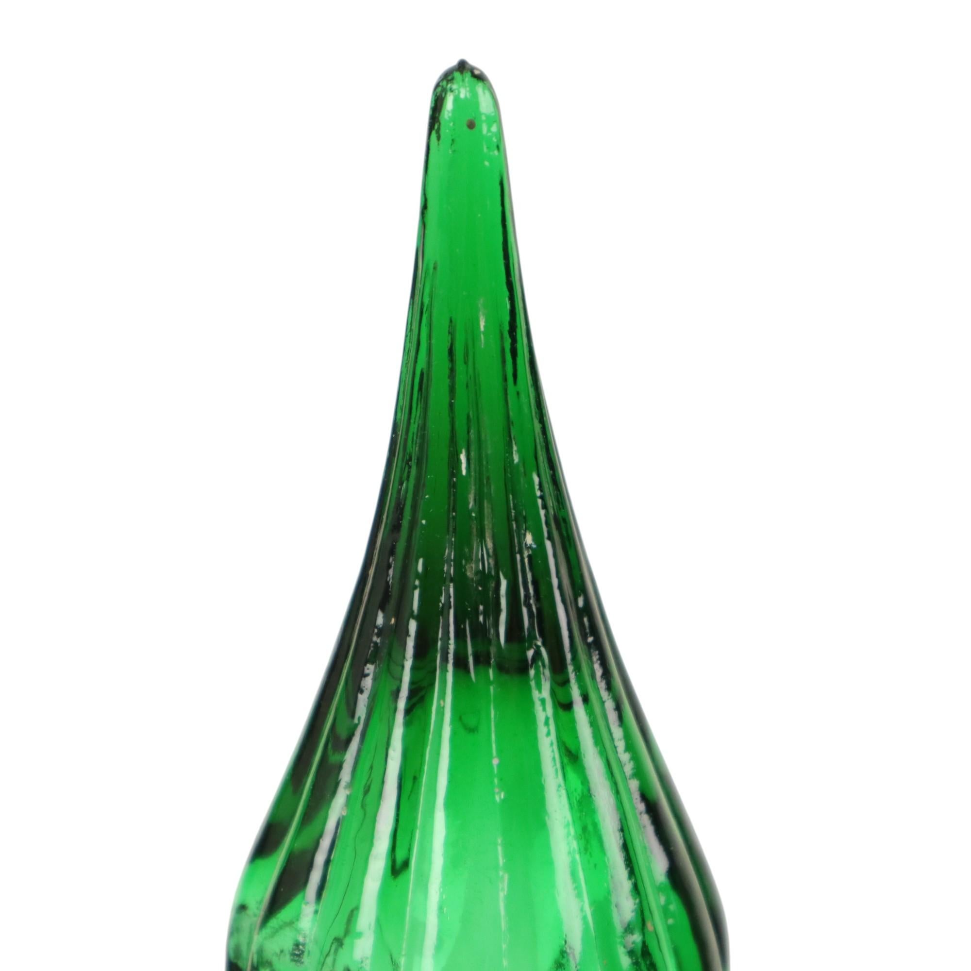 Grande Carafe en verre vert Bouteille Genie Empoli Italie 63cm en vente 3