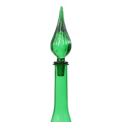 Enorme Caraffa di vetro verde Genie Bottle Empoli Italia 63cm