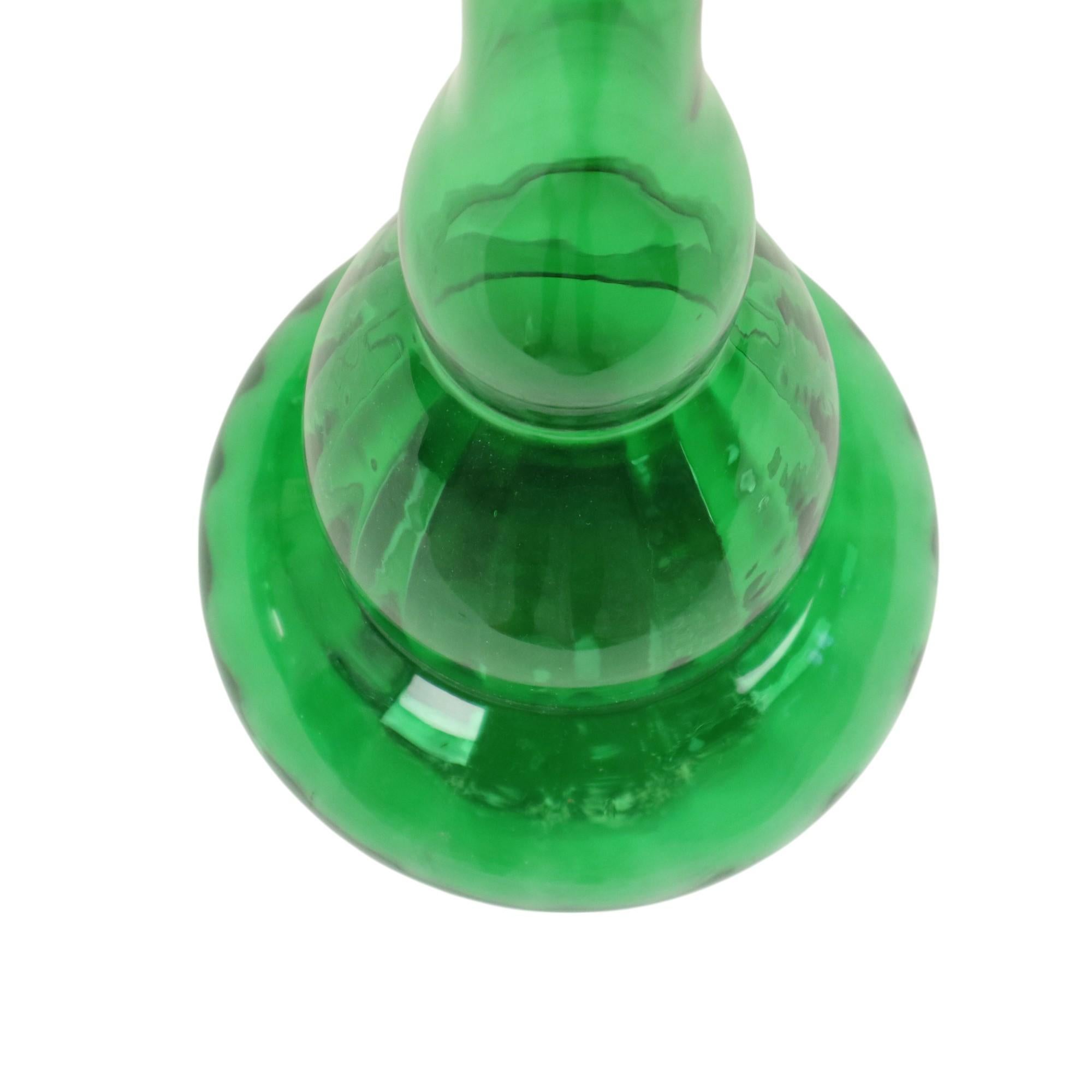 Grande Carafe en verre vert Bouteille Genie Empoli Italie 63cm en vente 2