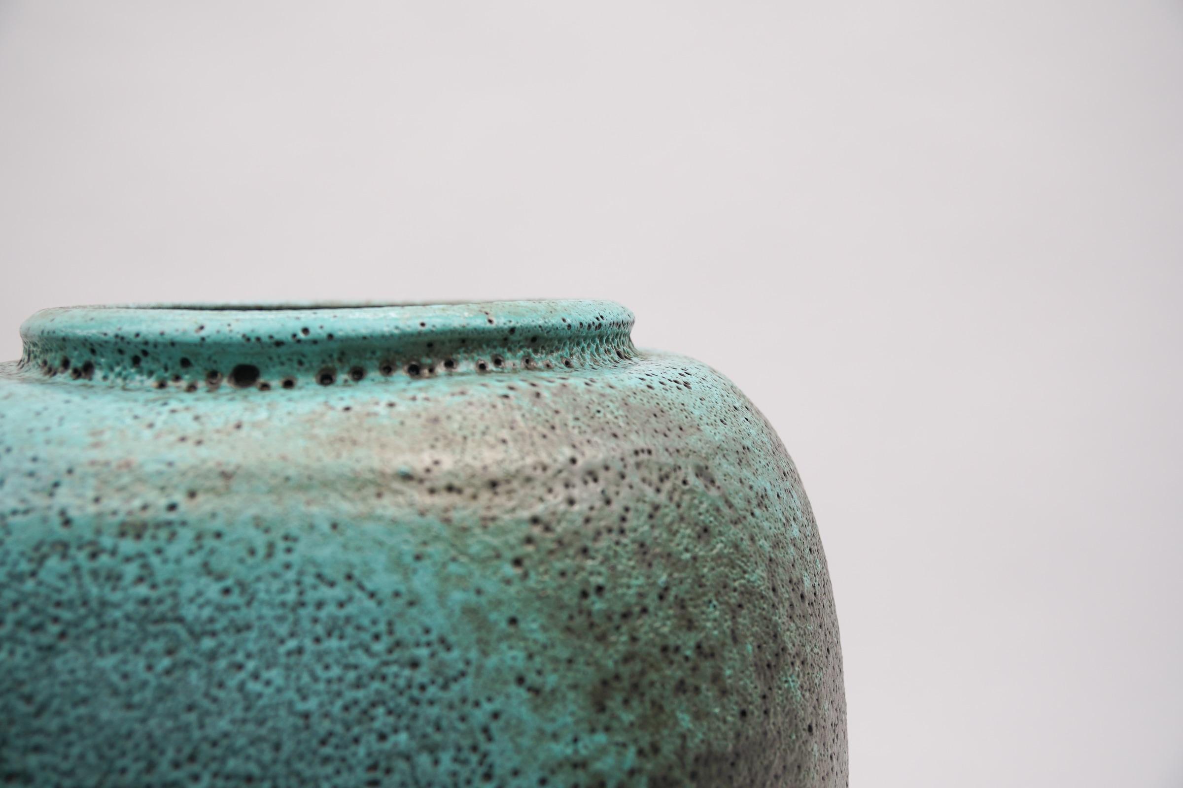 Milieu du XXe siècle Énorme vase de sol en céramique Green Studio par Wilhelm & Ellis Kuch, années 1960, Allemagne en vente