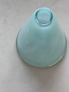 Huge green vase cone in light green Murano glass, made in Italy bubble in glass