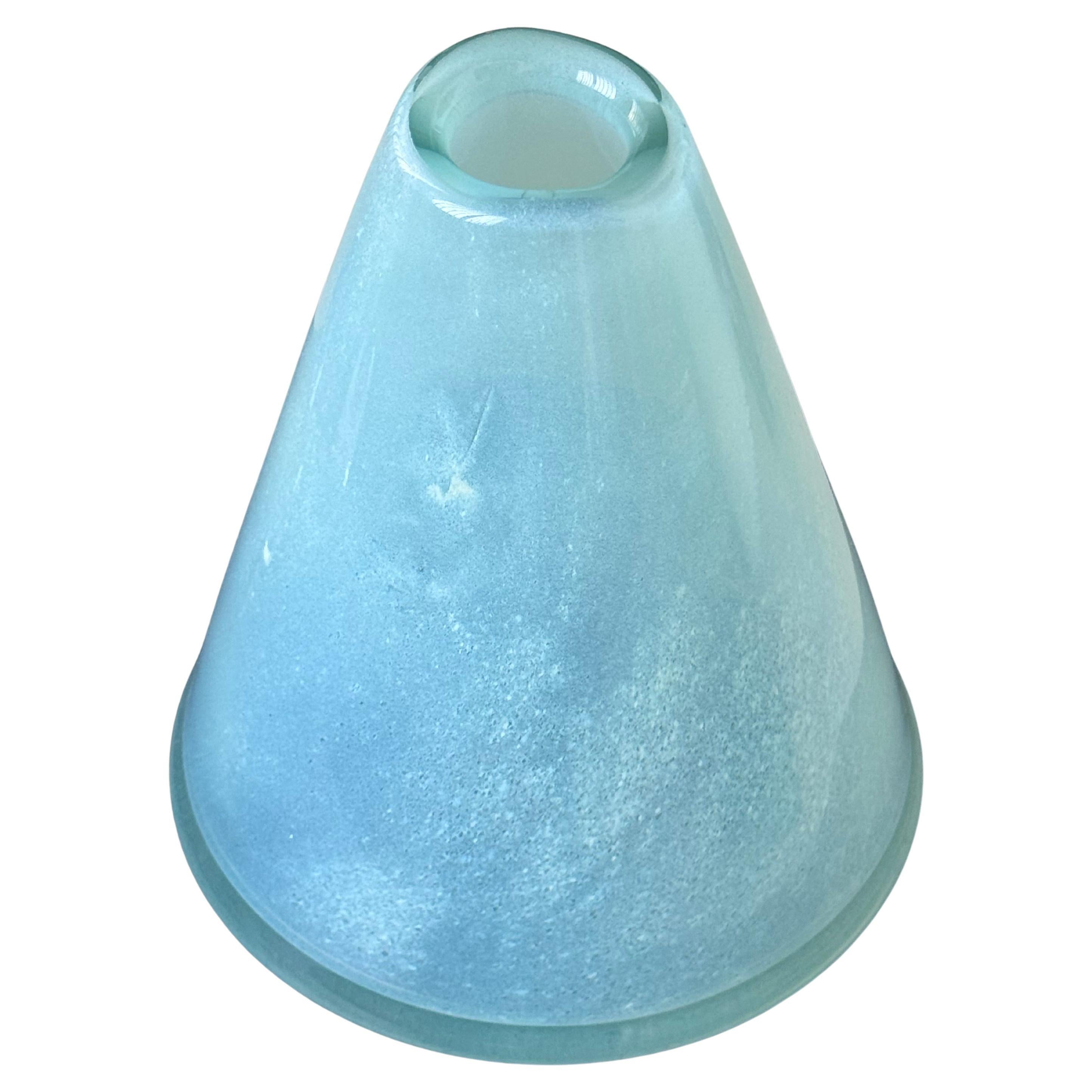 Huge green vase cone in light green Murano glass, made in Italy bubble in glass For Sale
