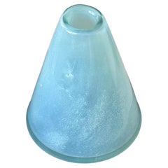 Huge green vase cone in light green Murano glass, made in Italy bubble in glass