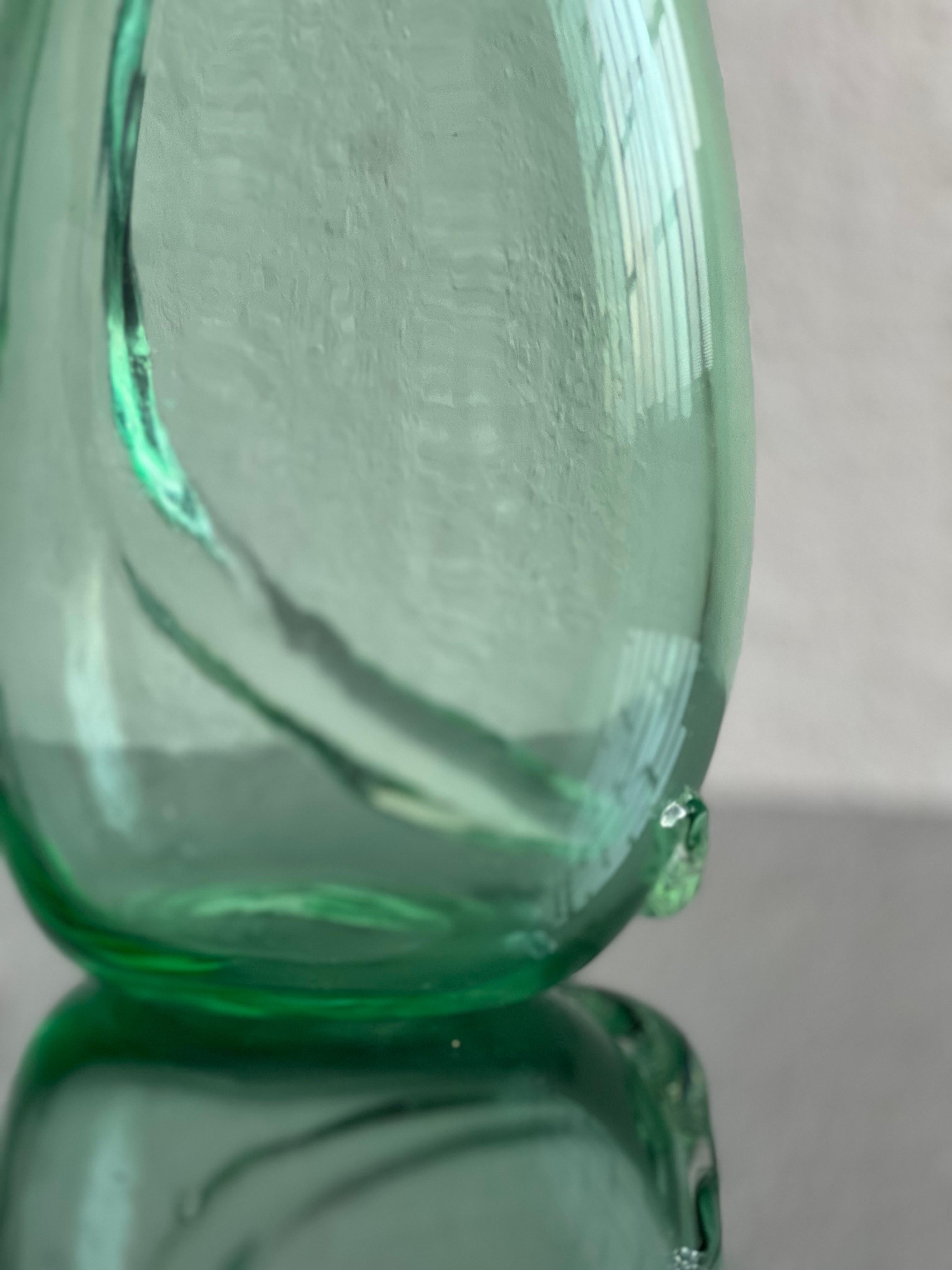 Enorme jarrón verde de cristal de Murano del maestro artesano Flavio Poli Años 70 en venta 8