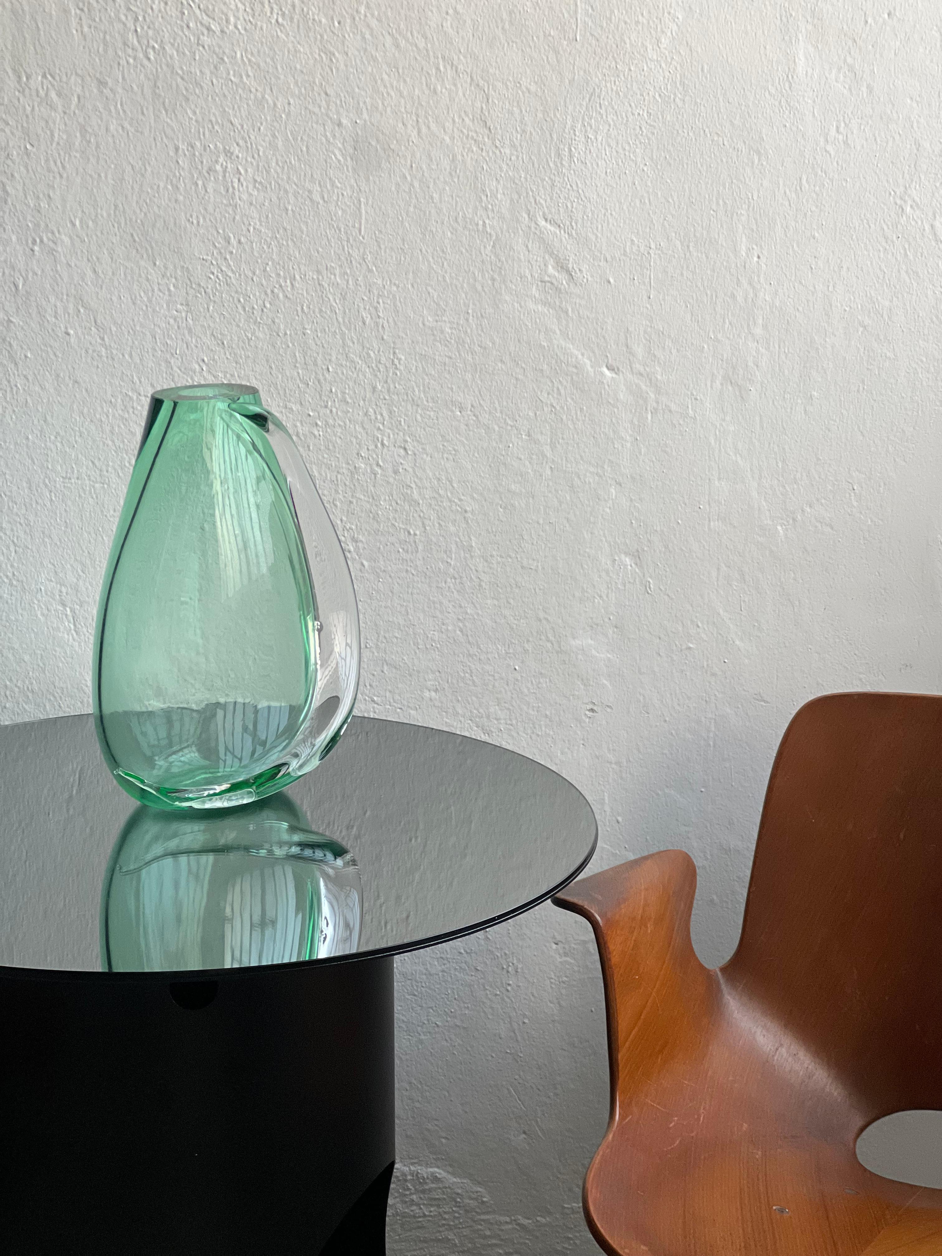 Enorme jarrón verde de cristal de Murano del maestro artesano Flavio Poli Años 70 en venta 9