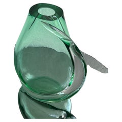 Huge green vase in Murano glass from artisan masters, Flavio Poli 1970's
