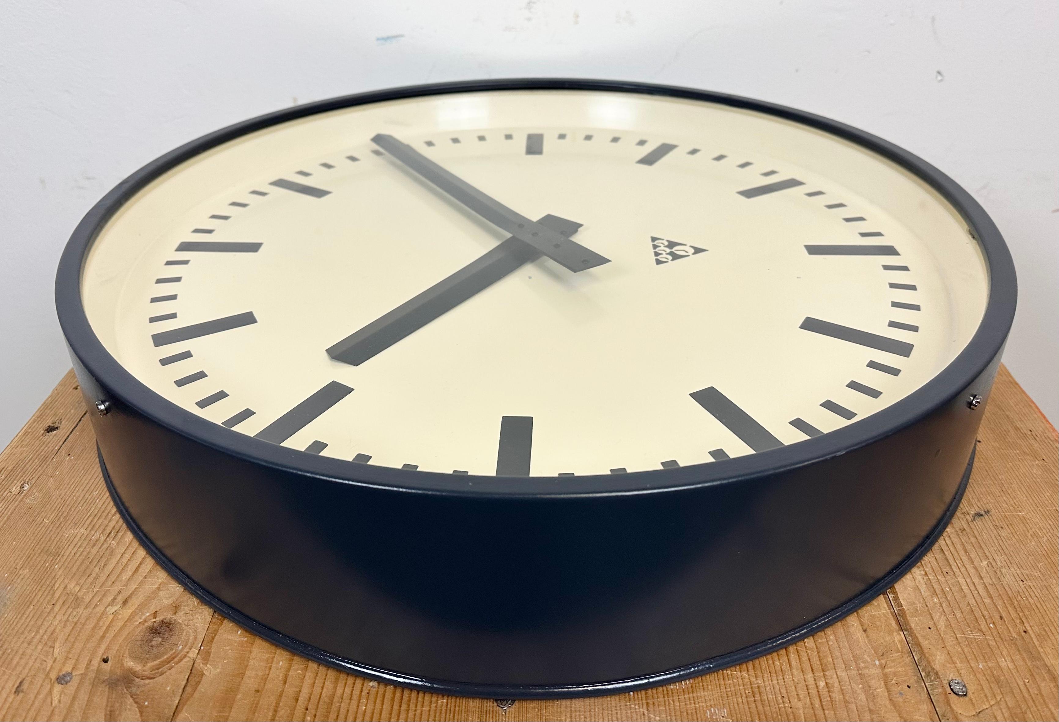 Huge Grey Industrial Factory Wall Clock from Pragotron, 1960s 3