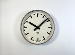 Huge Grey Industrial Factory Wall Clock from Pragotron, 1960s