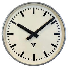 Huge Grey Industrial Factory Wall Clock from Pragotron, 1960s