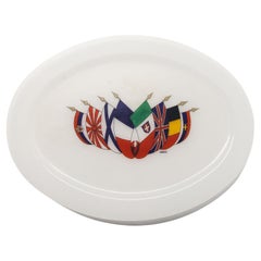 Huge Gucci Oval Vintage Lucite Flags Tray 1970s