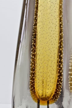 Huge 12" Gunnel Nyman Style 1970er Bernstein-Blasenblasenglasvase Theresienthal-Glas Vase