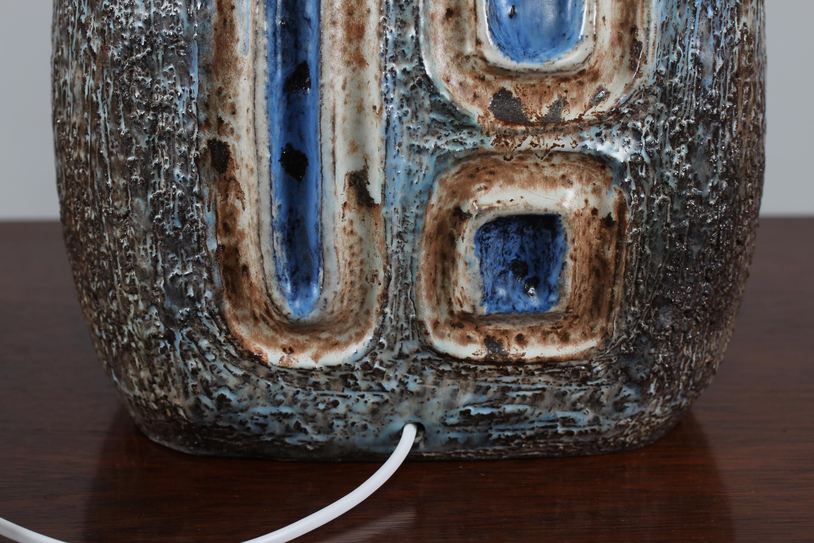 H 35 inch Huge Danish Brutalist Sejer Ceramic Sculptural Table Lamp, 1960s 6